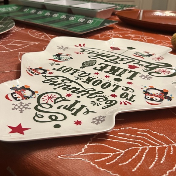 Christmas Tree Shaped Plate Penguin It’s Beginning to Look a lot like Christmas - Picture 4 of 16